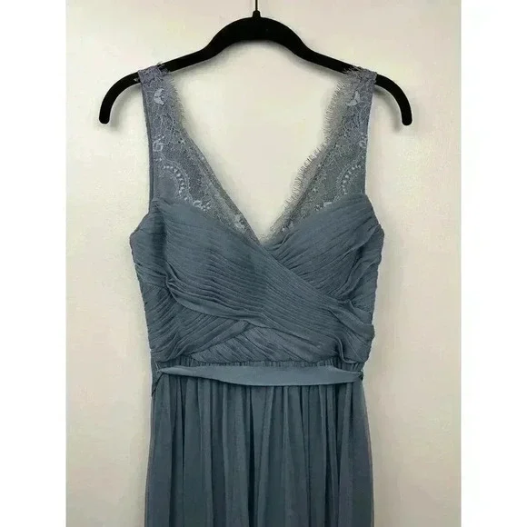 BHLDN Hitherto Fleur Gray Blue Formal Maxi Dress - size 2 - Picture 2 of 6